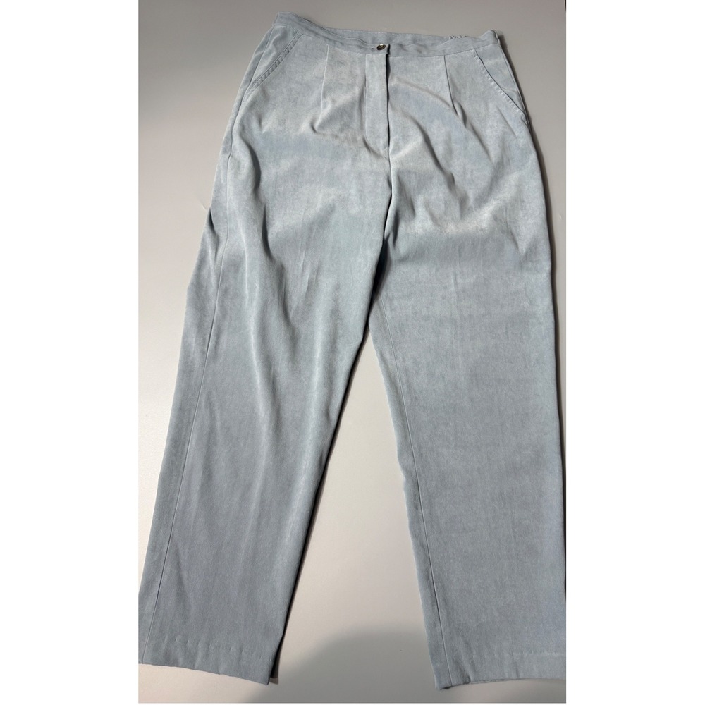 Vintage Studio Works Blue Faux Suede Pants L Elastic Back Tapered 80s 90s USA
